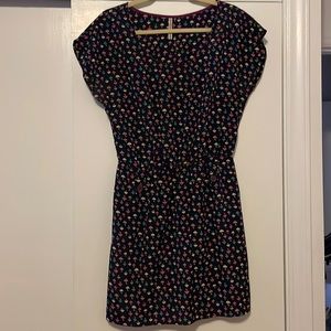 Navy Multicolor Umbrella Short Dress with button details M
